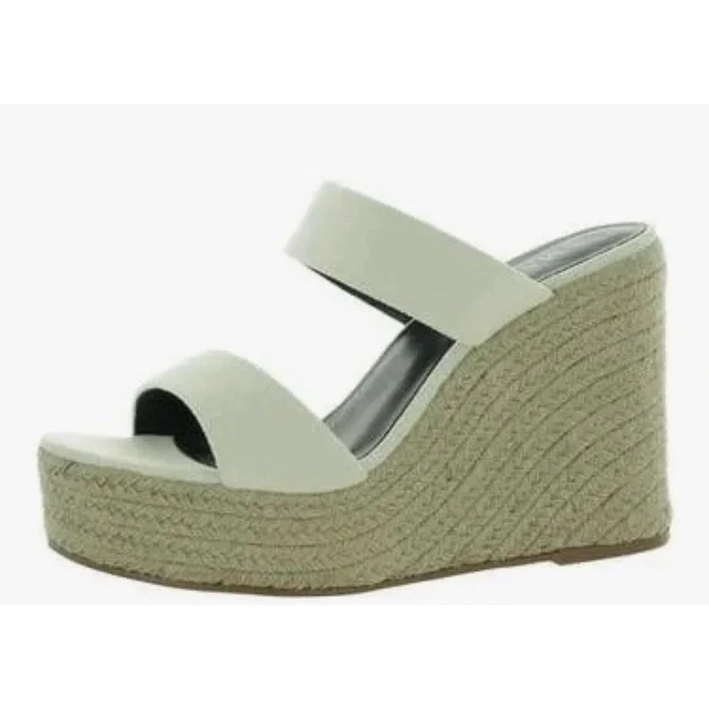 Smash Luna Womens Open Toe Two-Strap Wedge Sandals Size 11 Bone White Espadrille